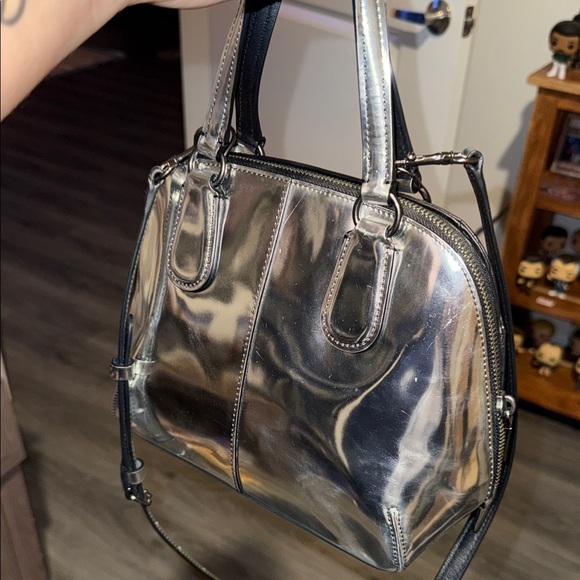 Coach Prince Street Mini Satchel in Mirror Metallic Leather - Picture 2 of 6